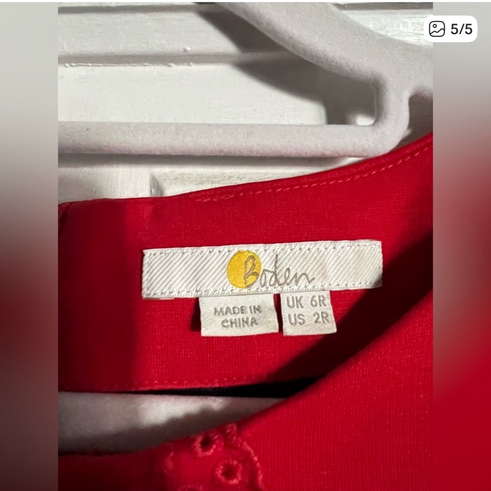 Christmas holiday Boden Red Dress with Scalloped Detail - Picture 5 of 5